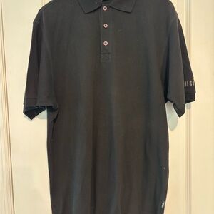 Boss Men's Black Polo with Subtle Accent Buttons